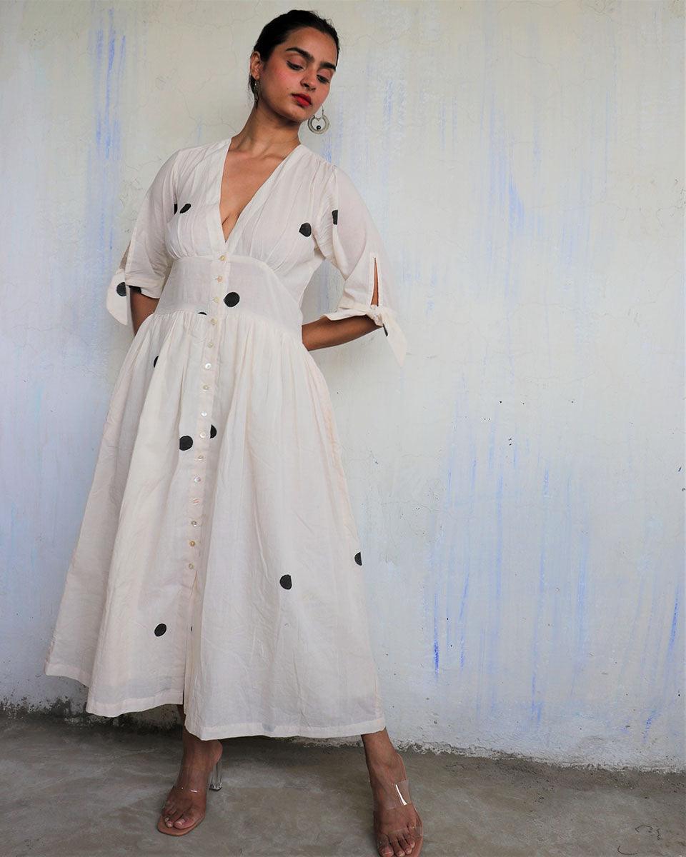 Buy Ivory pure Cotton pola dot dress | Cotton dress | Dresses 5XL Buy Ivory pure Cotton pola dot dress | Cotton dress | Dresses 5XL
