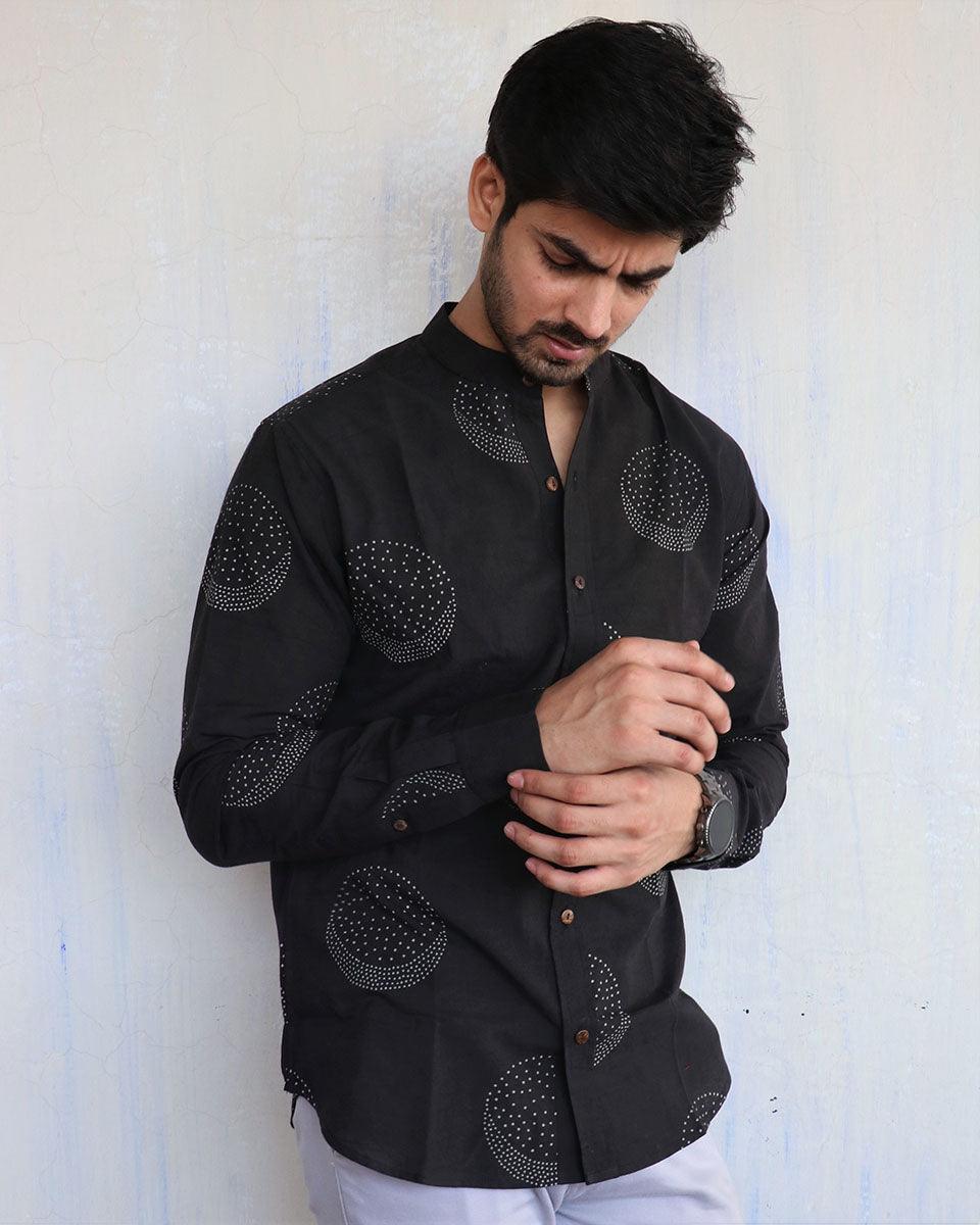 Black Moon Block-Printed Men'S Shirt