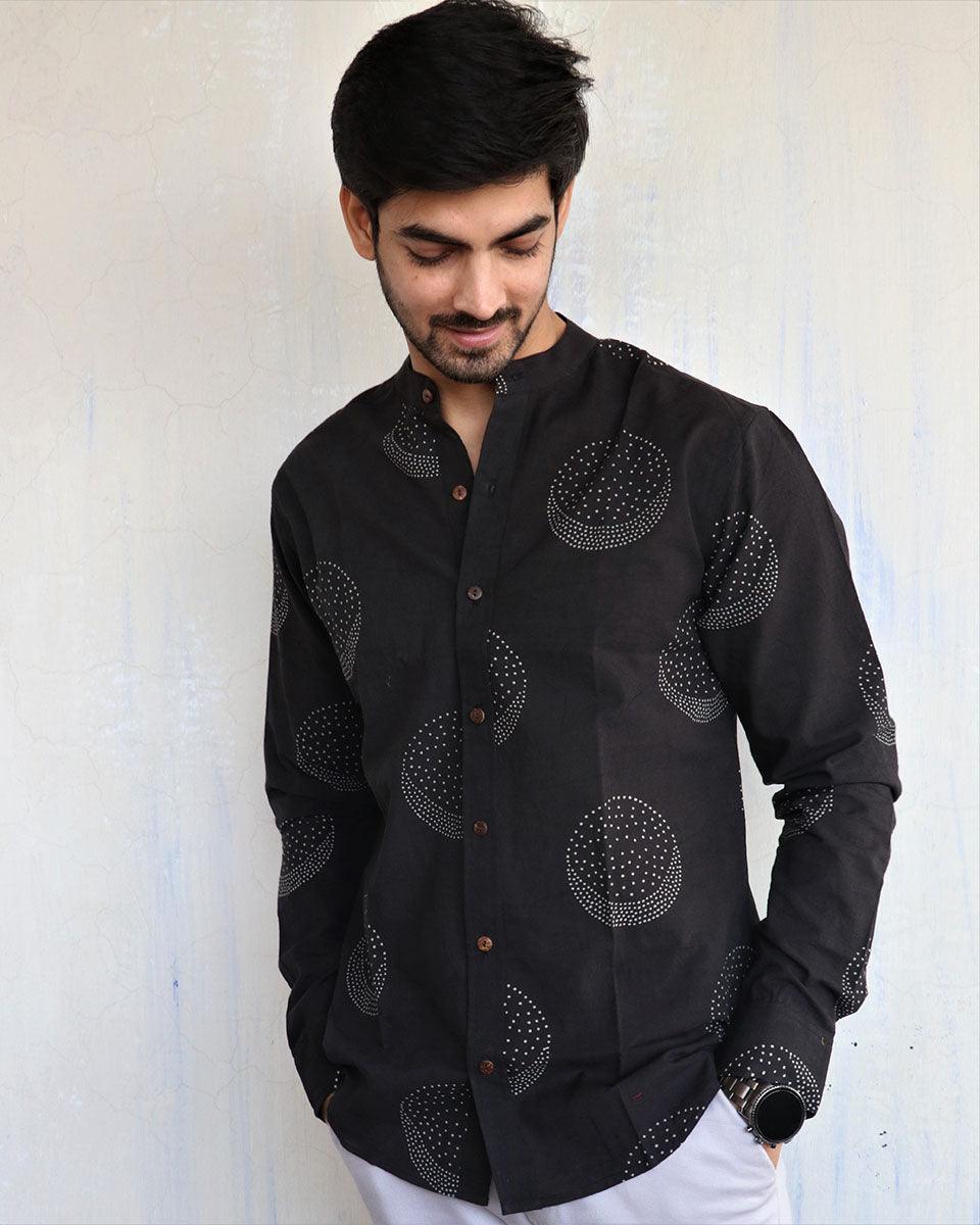 Black Moon Block-Printed Men'S Shirt