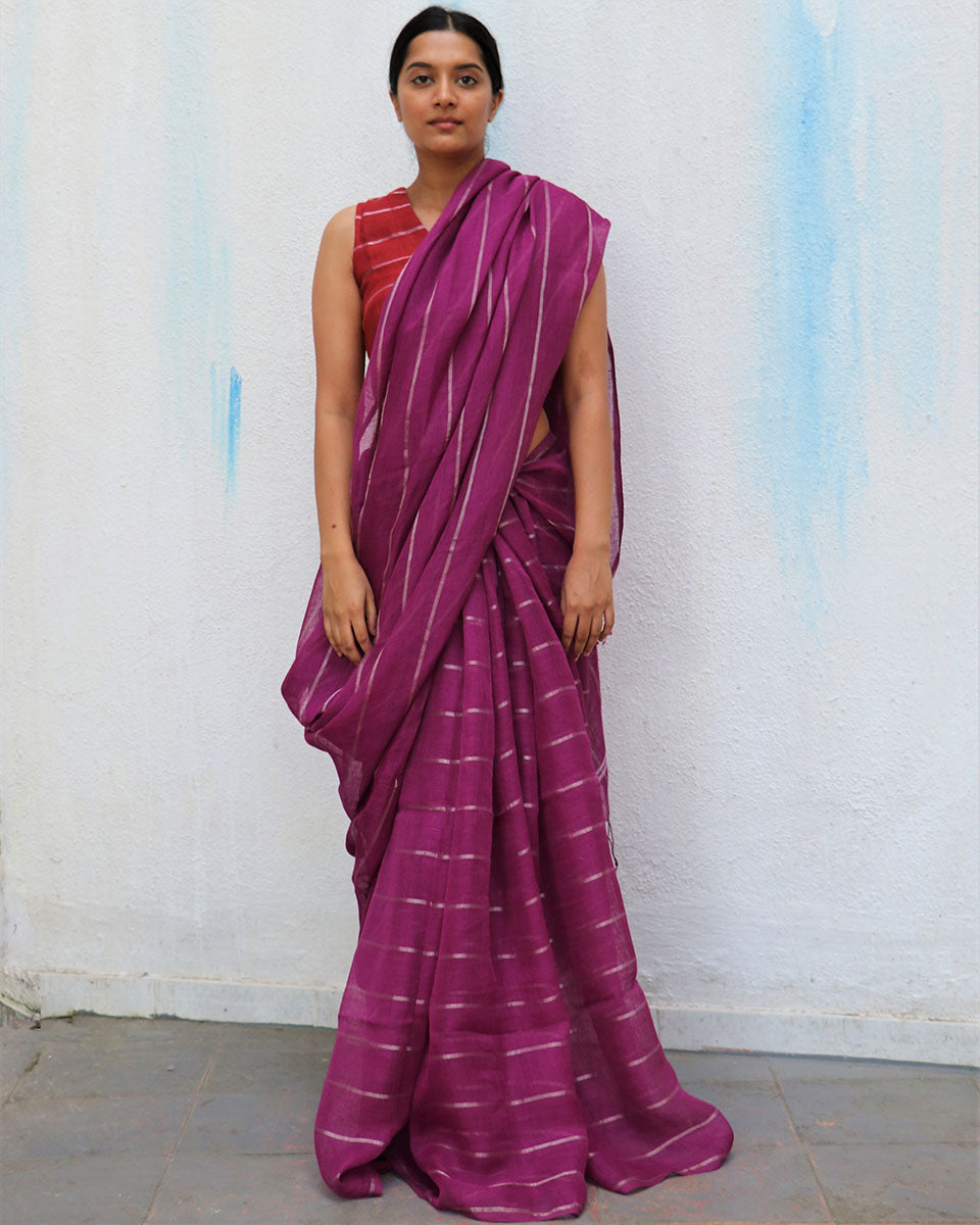 Handwoven Linen Saree