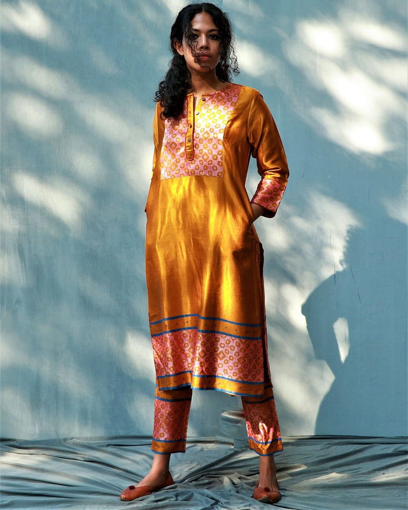 Jasmira Mashru Silk Kurta ( Set Of 2 )-Saahiba