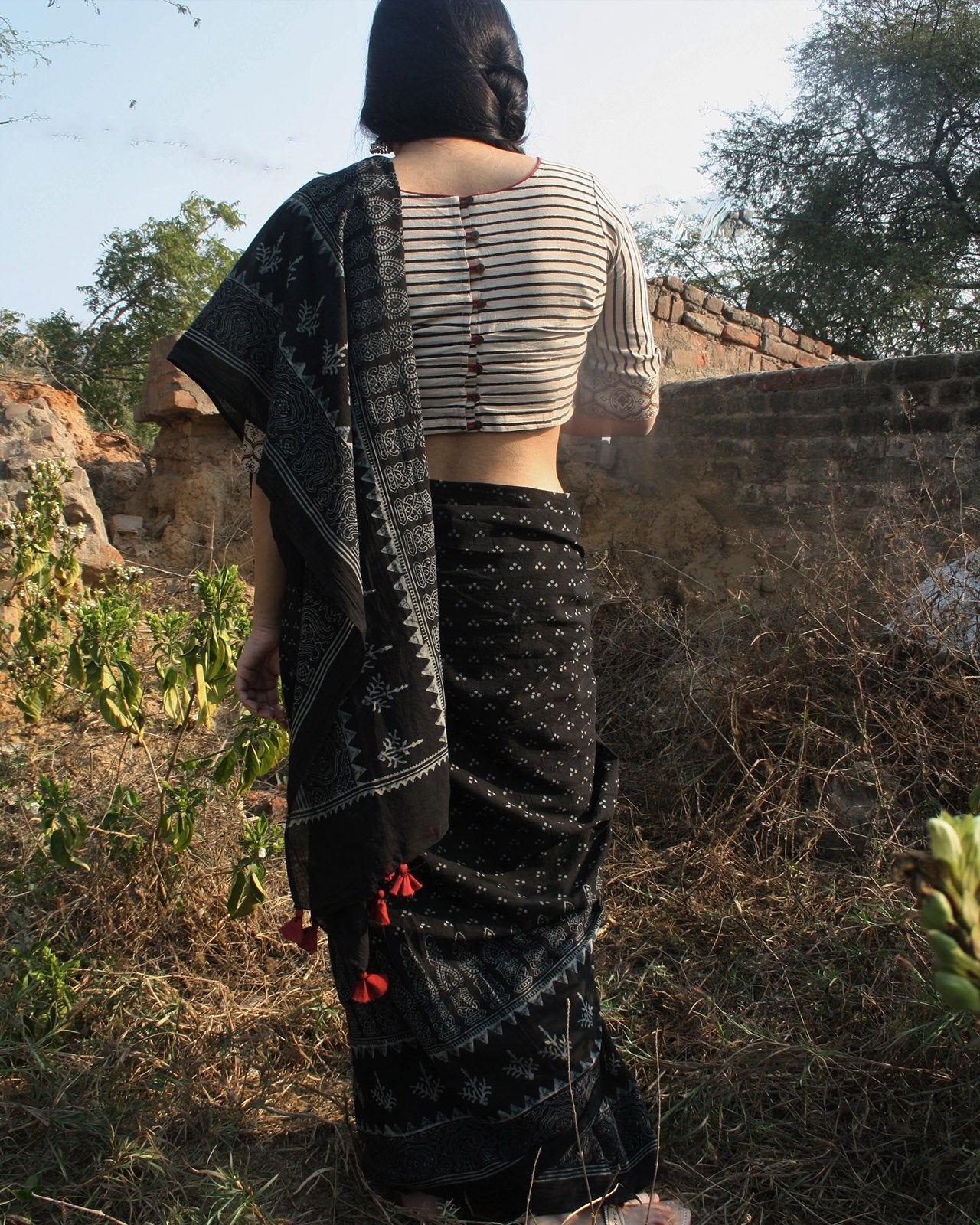 Block Printed Cotton Mul Saree