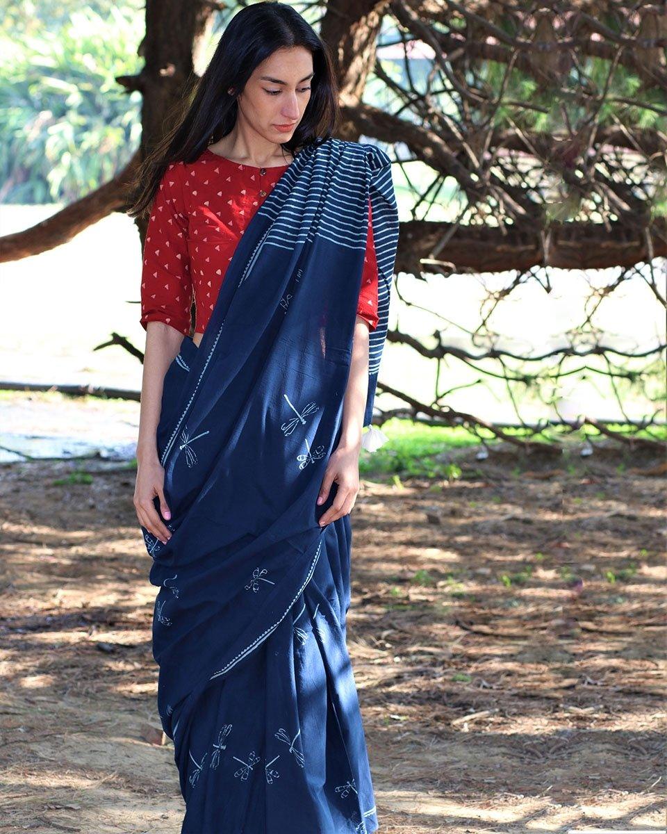 Cooton Saree blue |Saree poses | Chidiyaa