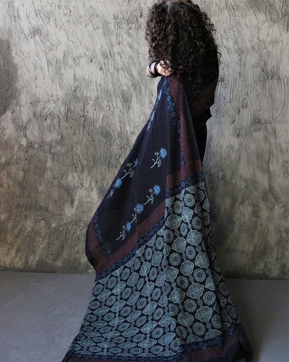 Blue Cotton sarees | Saree for women | Sarees for women | Chidiyaa