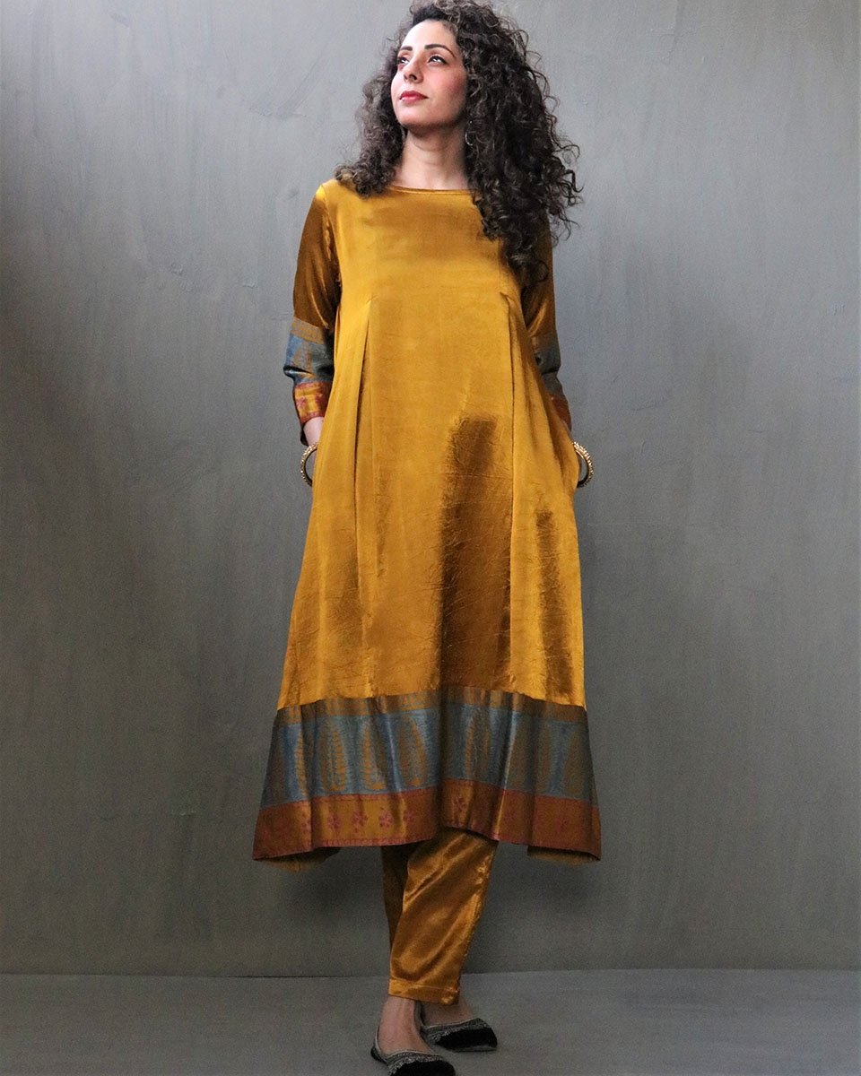 silk dress kurti Fancy Work Satin Silk Party Wear Kurti