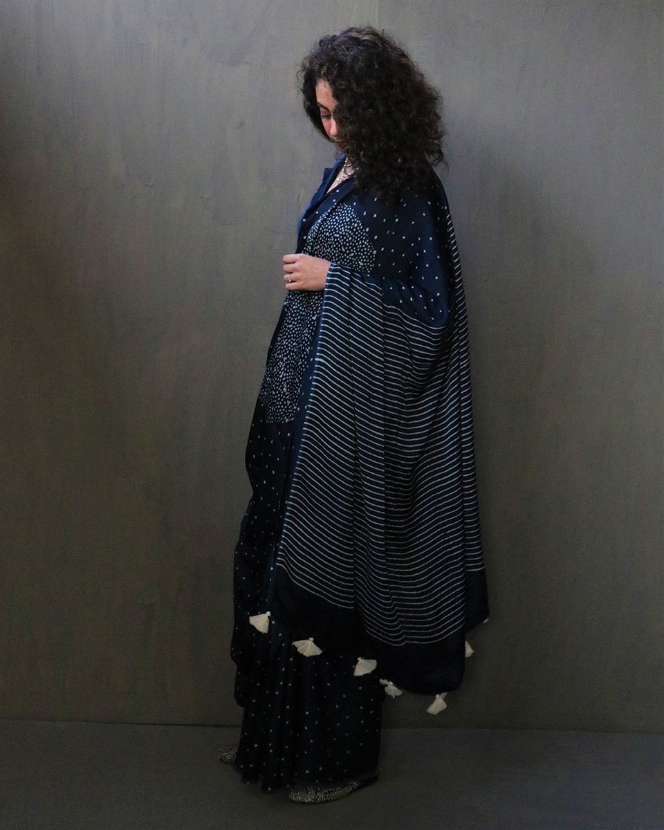 Nadia Handblockprinted Modal Silk Saree