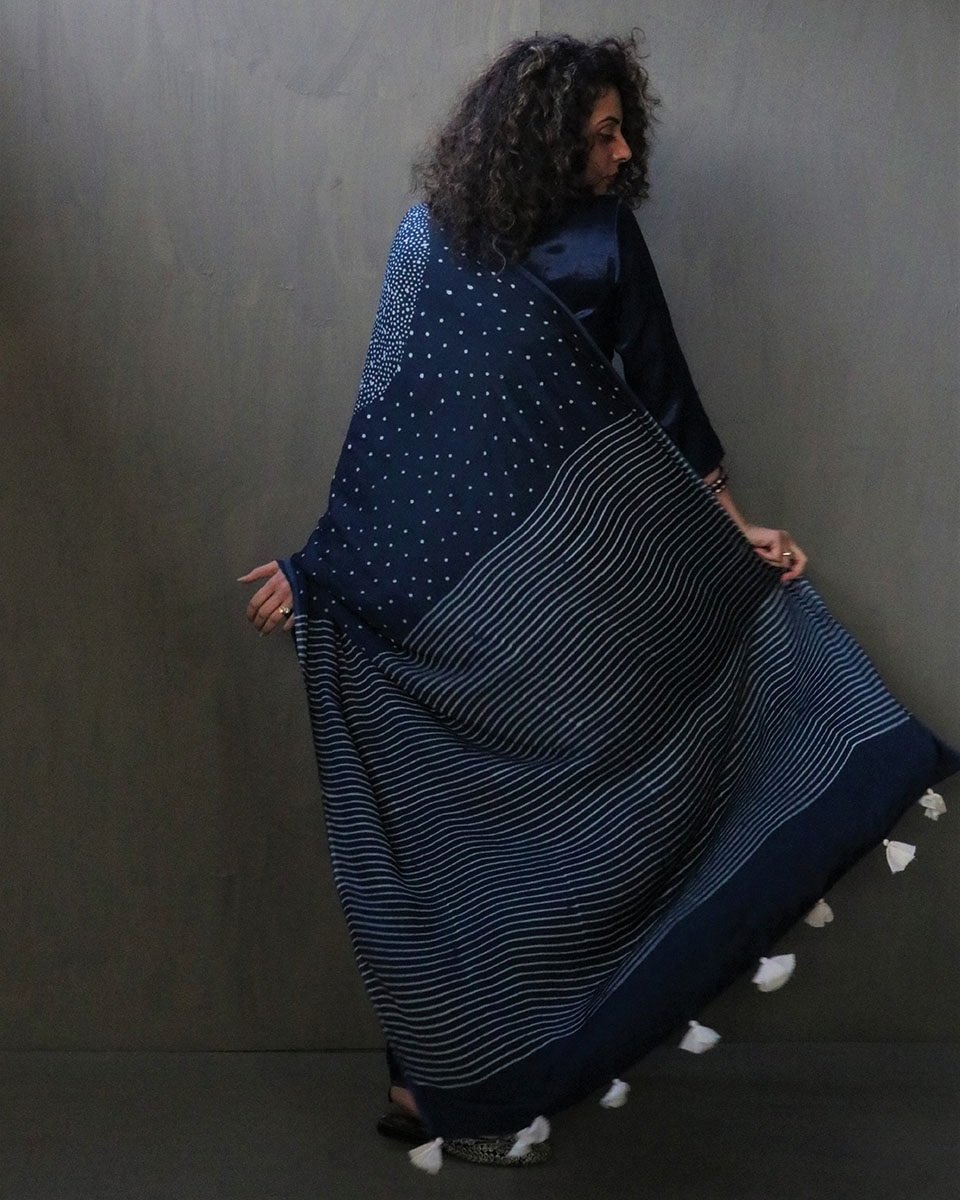 Nadia Handblockprinted Modal Silk Saree