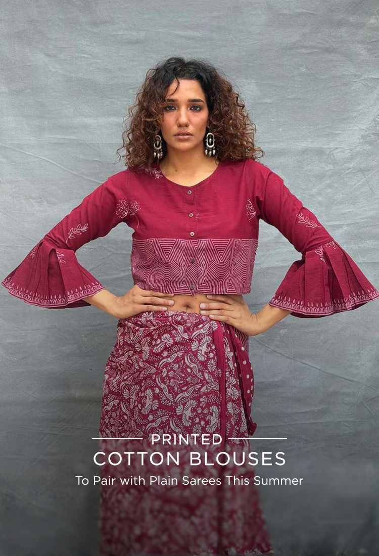 Printed Cotton Blouses to Pair with Plain Sarees This Summer