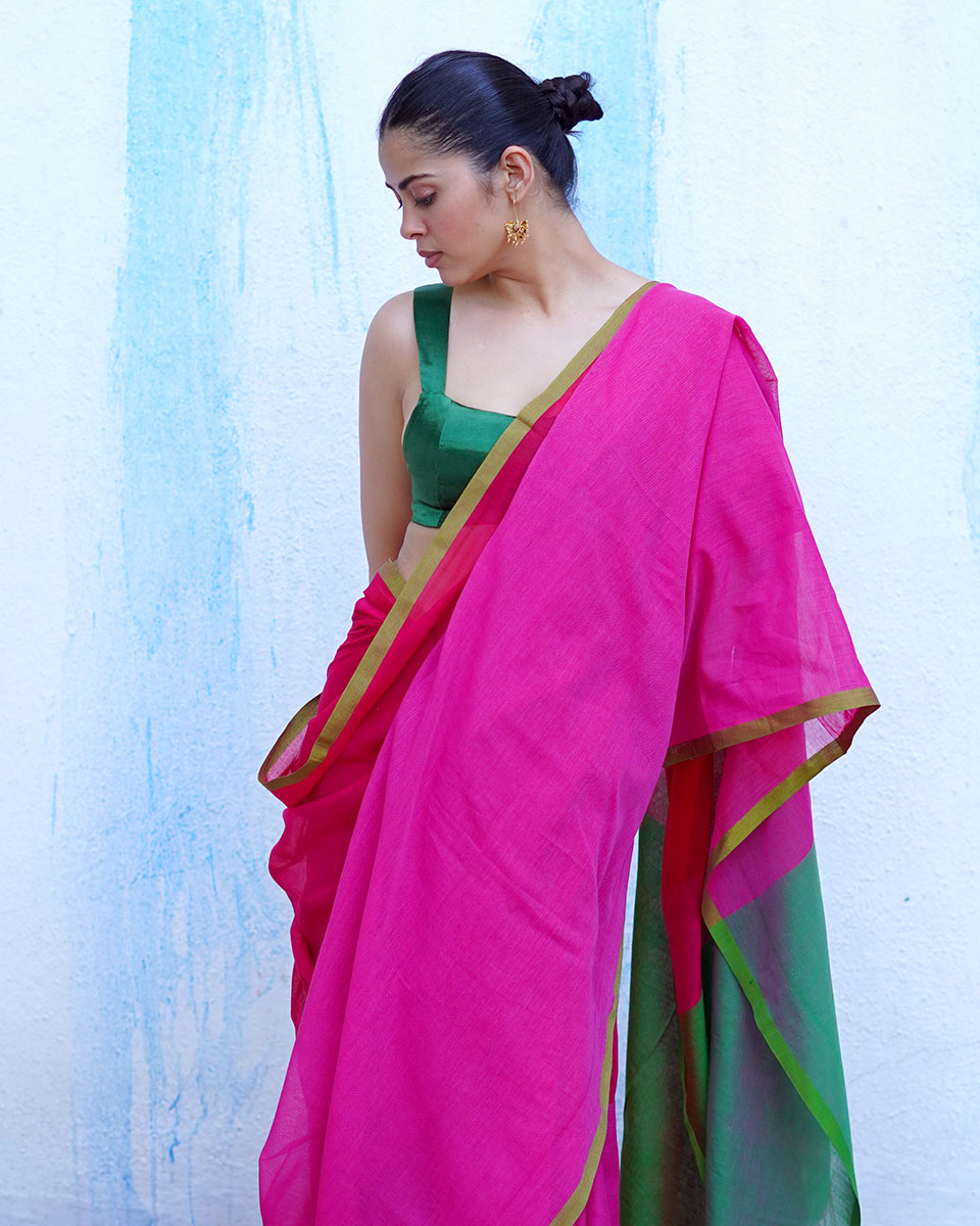 Demeter Pink Handwoven Cotton Saree - NTC