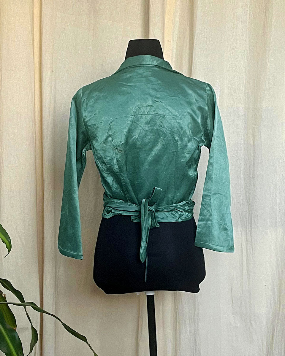 Classic Emerald Wrap Mashru blouse - LD