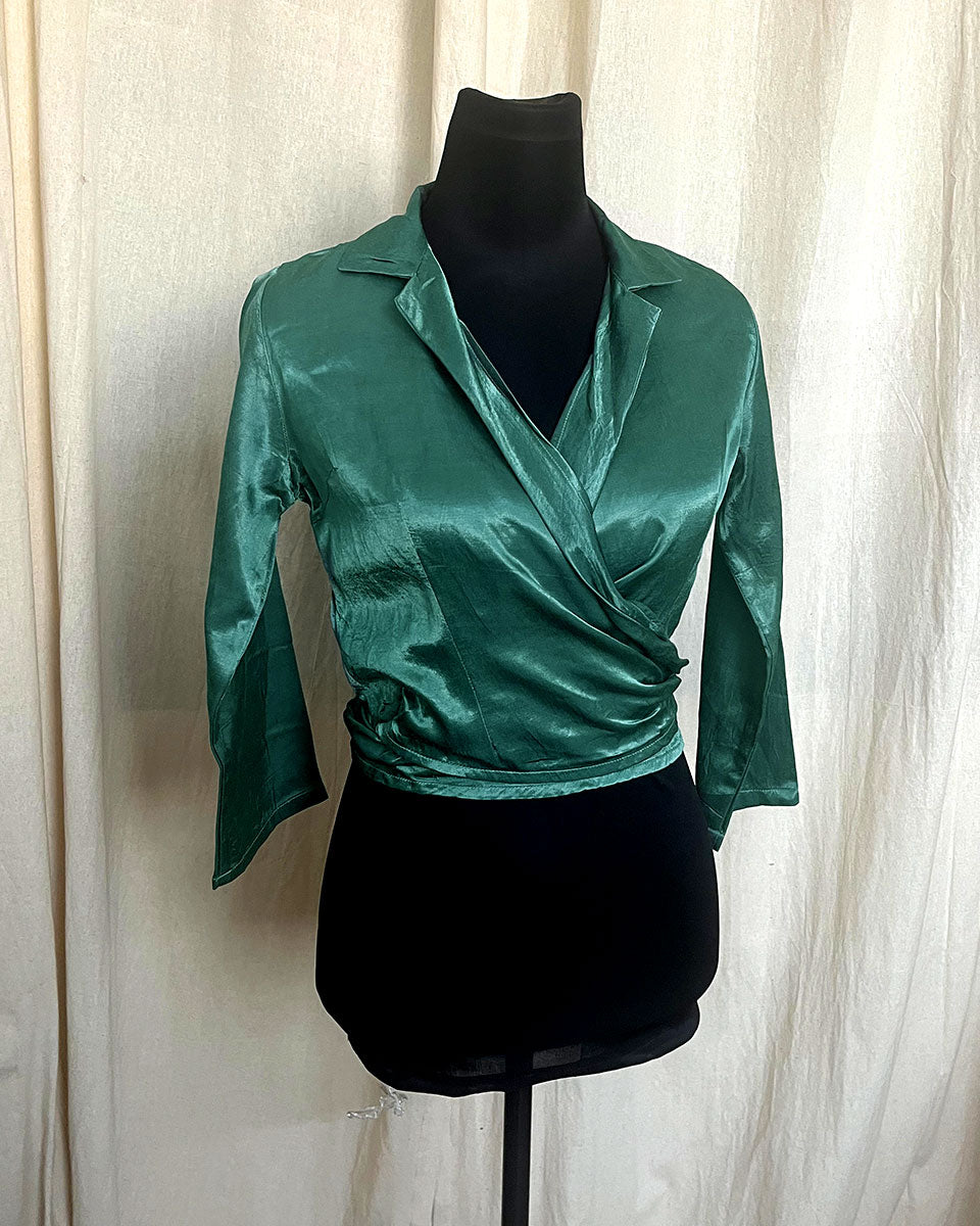 Classic Emerald Wrap Mashru blouse - LD