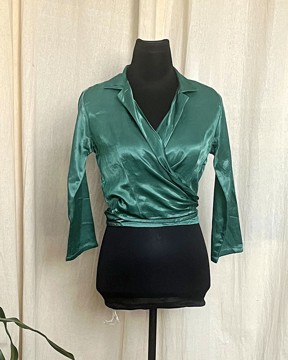 Classic Emerald Wrap Mashru blouse - LD