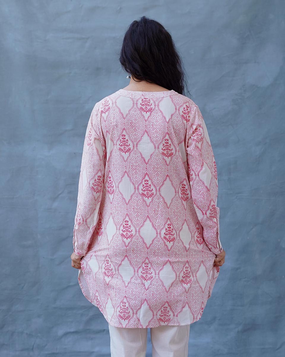 Promise of a Primrose Blush Pink Hand Block Print Kurti - MMG