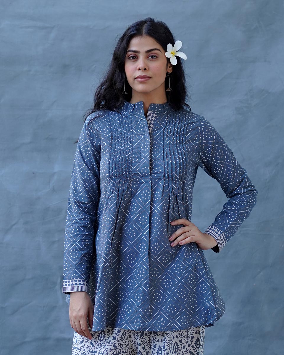 Silt Light Grey Block Printed Top - BMS