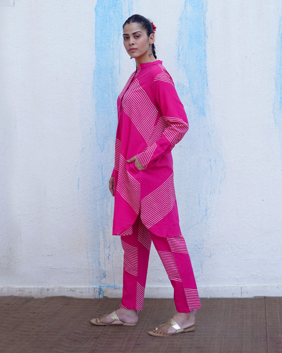 Masakali Pink Handblock Print Cotton Kurta Set - BFG