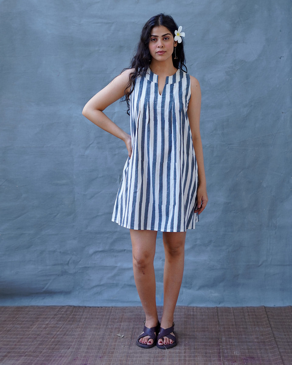 Monsoon Tide Grey Block Printed Dress - BMS