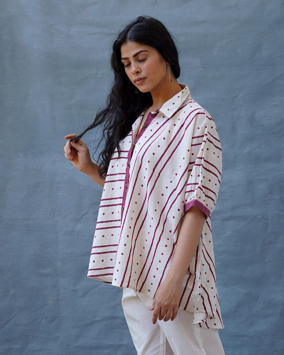 Megha Re Ivory Block Printed Cotton Shirt - WW