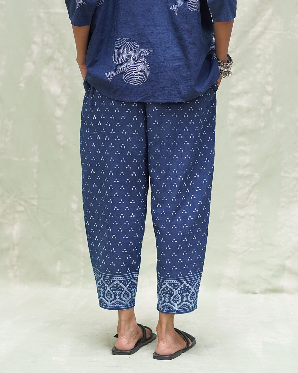 Virari Blue Handblock Print Cotton Pant - INDI