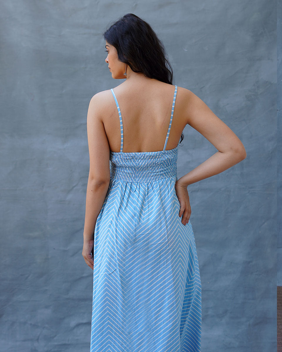 Gudiya Blue Hand Block Printed Dress-BAD