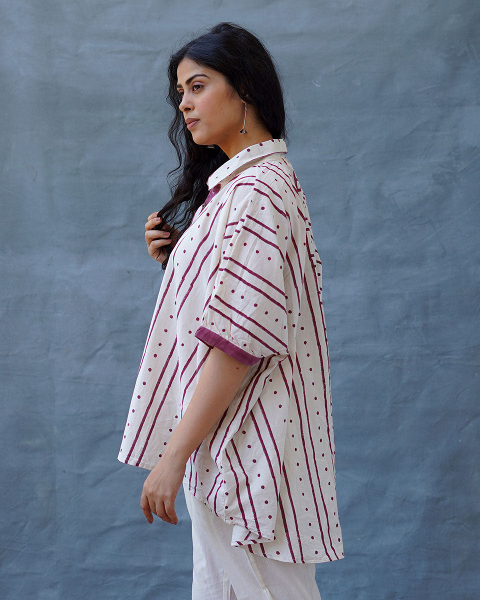 Megha Re Ivory Block Printed Cotton Shirt - WW