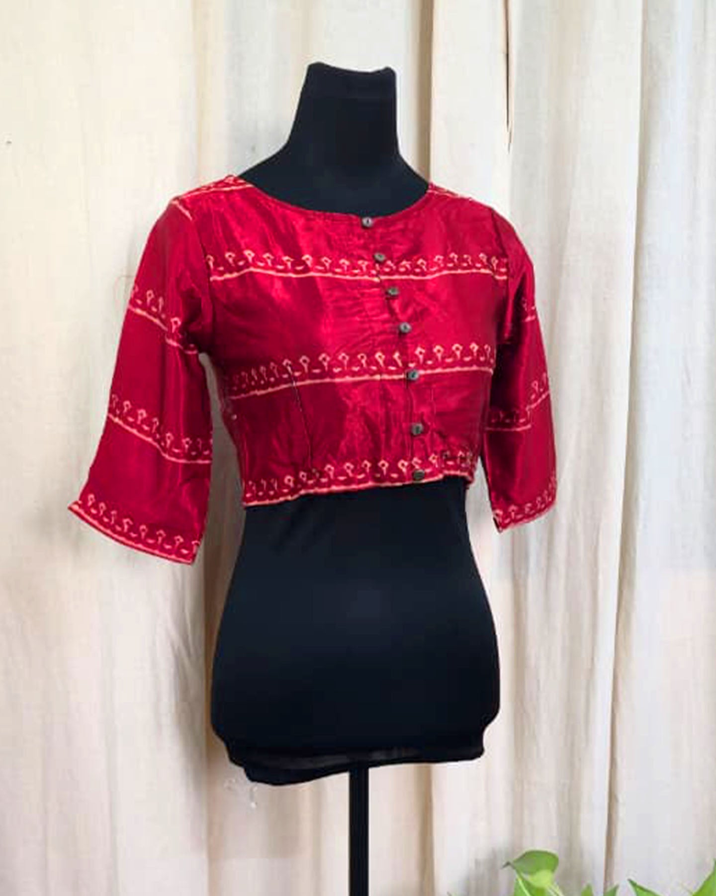 Sutradhar Red Mashru Silk Blouse - Love Despite