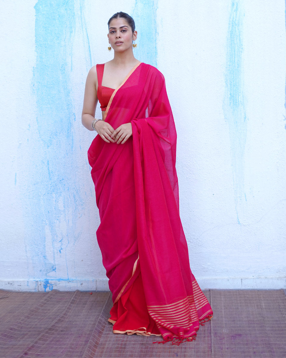 Aphrodite Pink Handwoven Cotton Saree - NTC