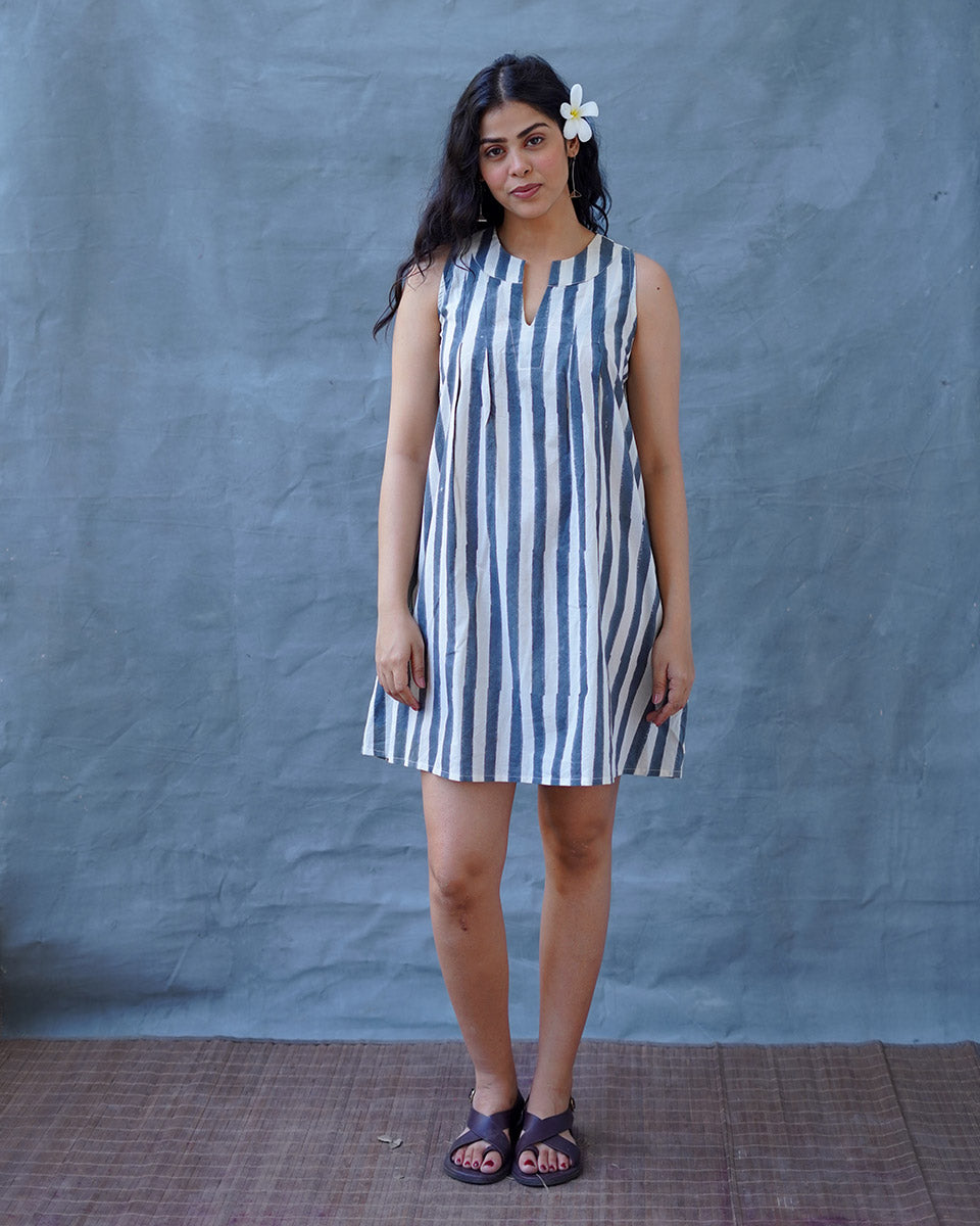 Monsoon Tide Grey Block Printed Dress - BMS