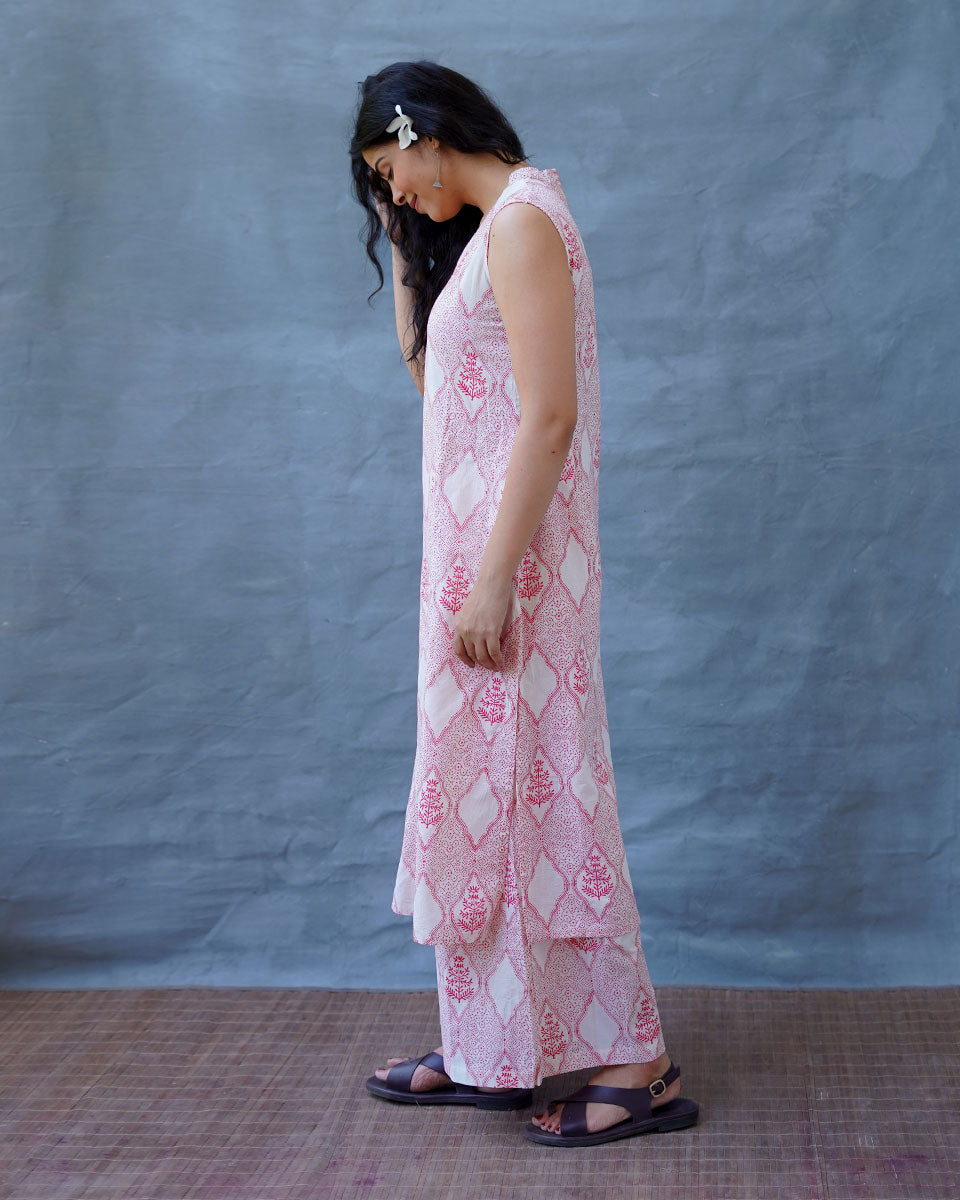 Nargisâ€™s Noor Blush Pink Hand Block Print Kurti - MMG