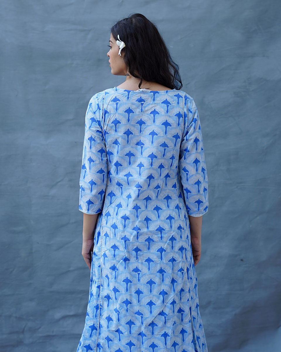 Pakhi Blue Hand Block Printed Kurti-BAD