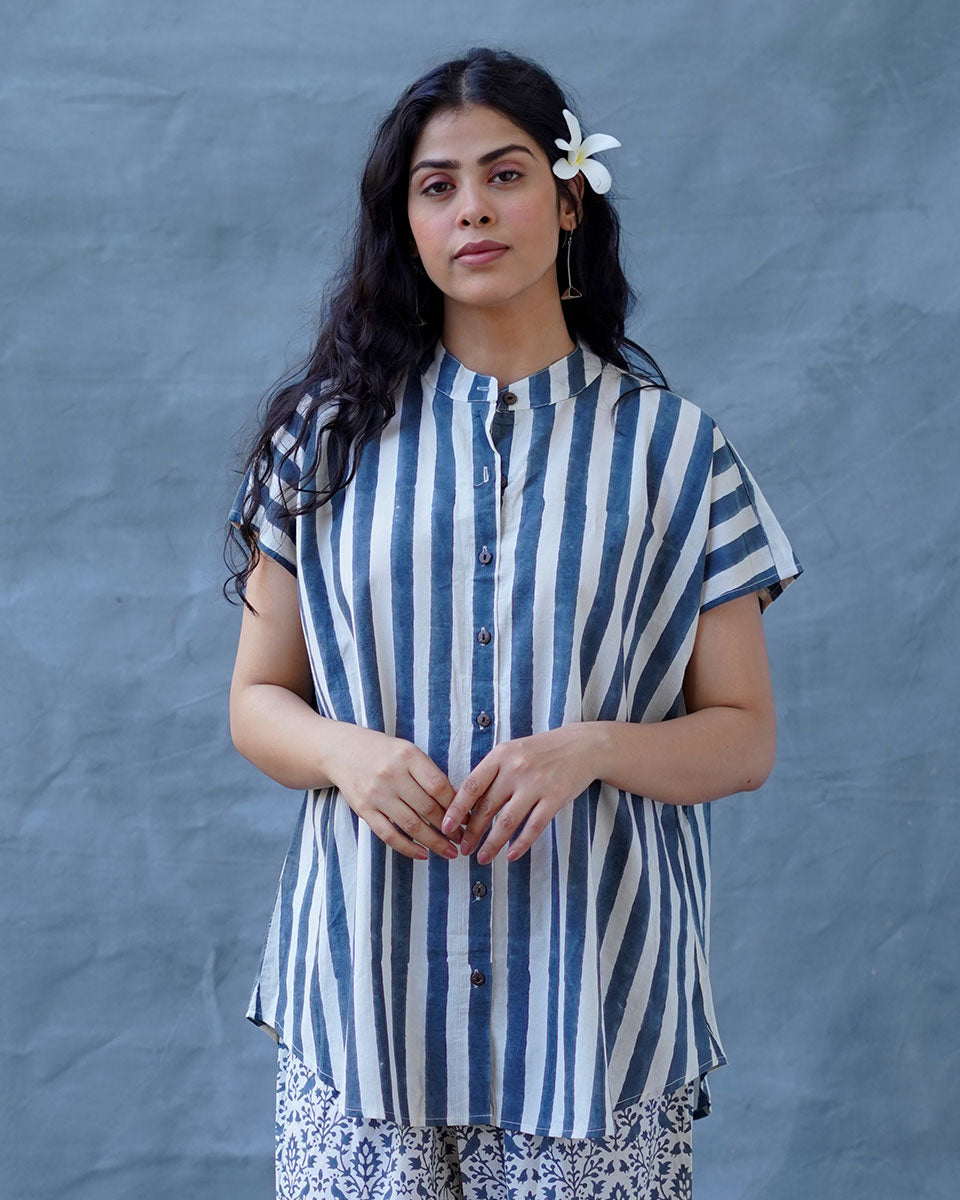 Melted Dusk Grey Block Printed Shirt - BMS