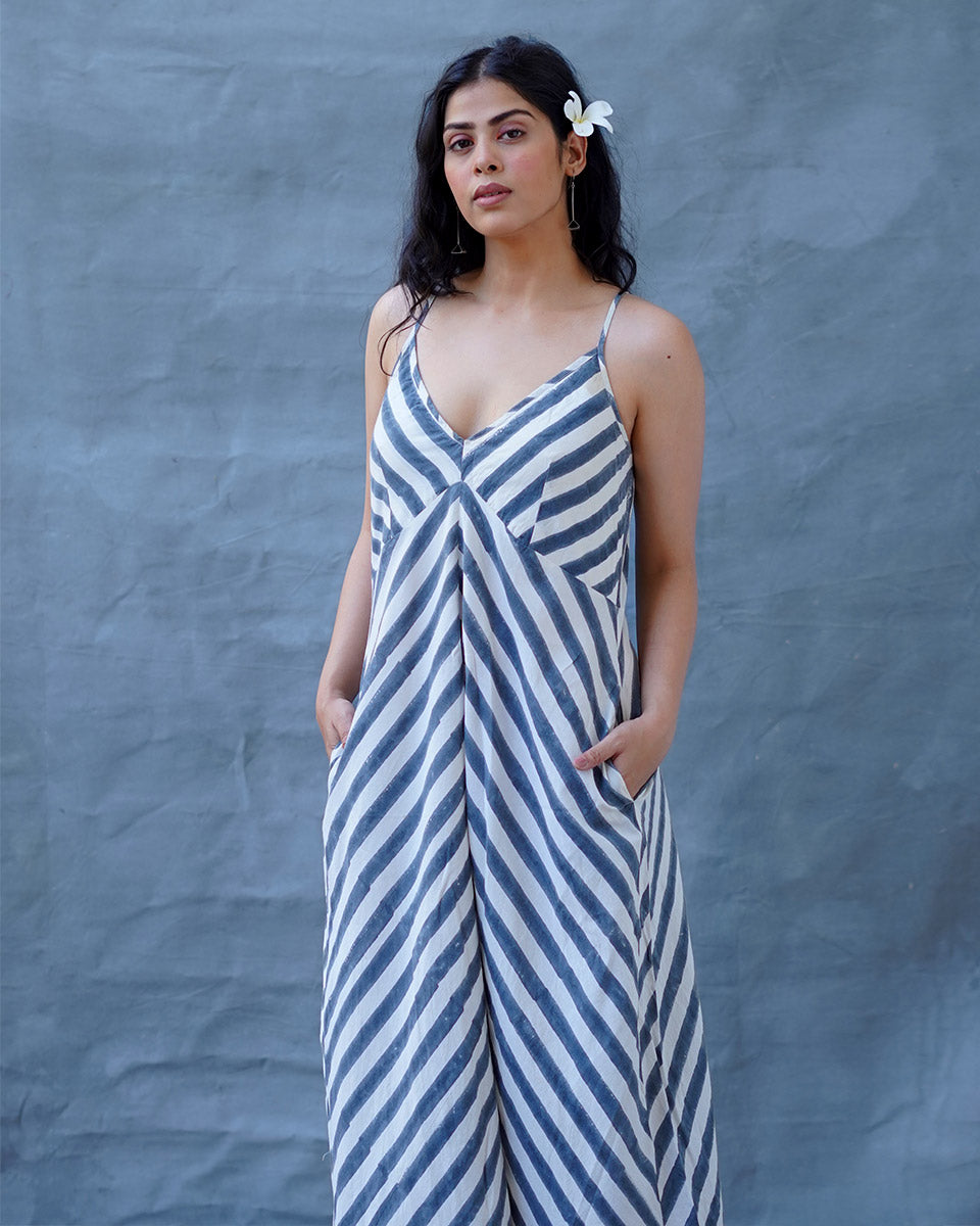 Cloud Kiss Grey Block Printed Dress - BMS