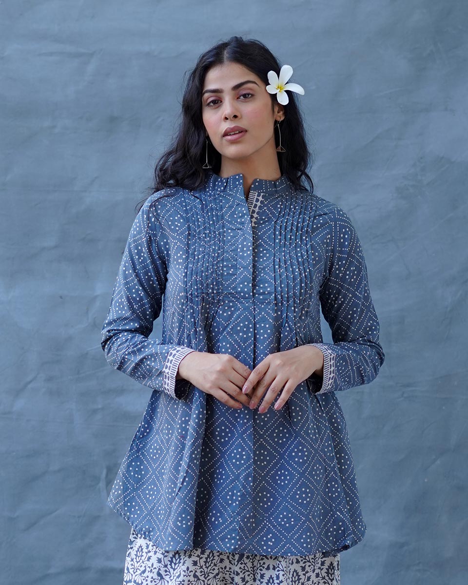 Silt Light Grey Block Printed Top - BMS