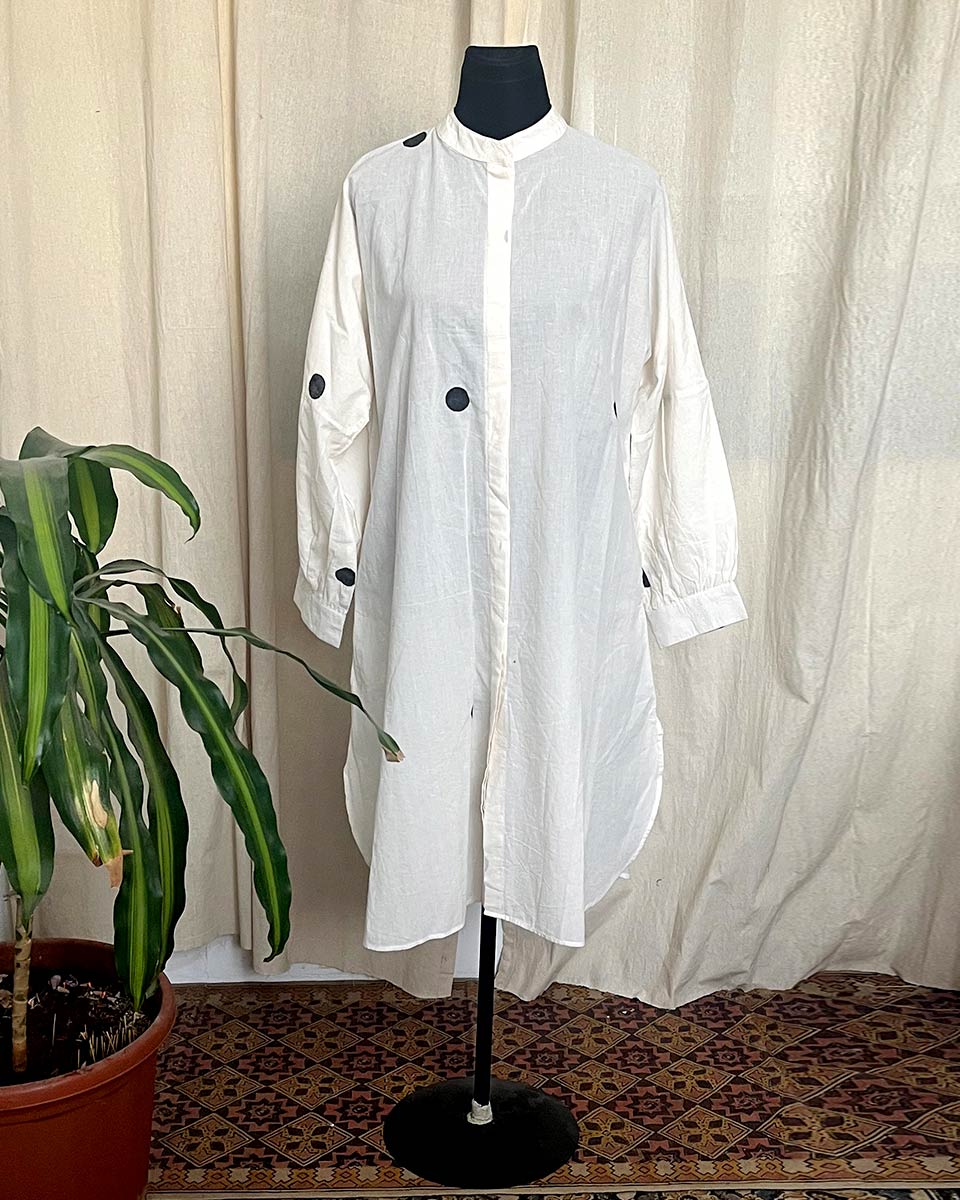 Ivory Luxe cotton polka kurti- LD