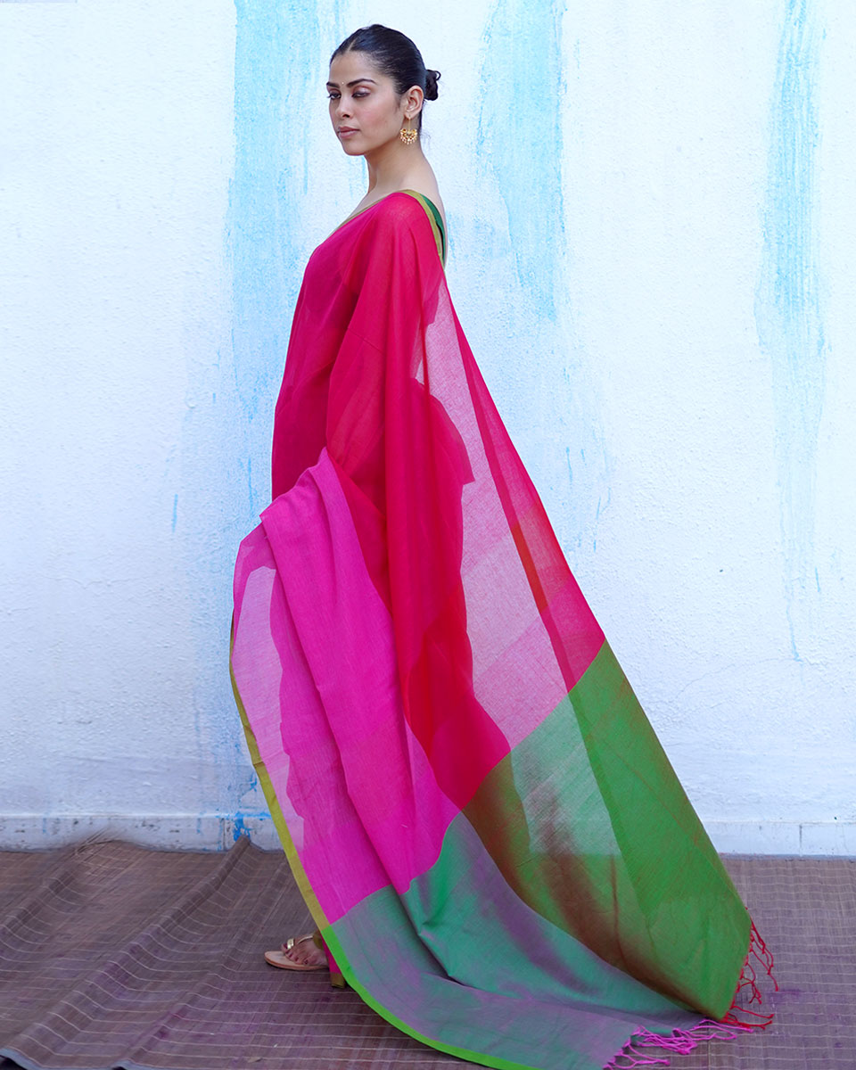 Demeter Pink Handwoven Cotton Saree - NTC