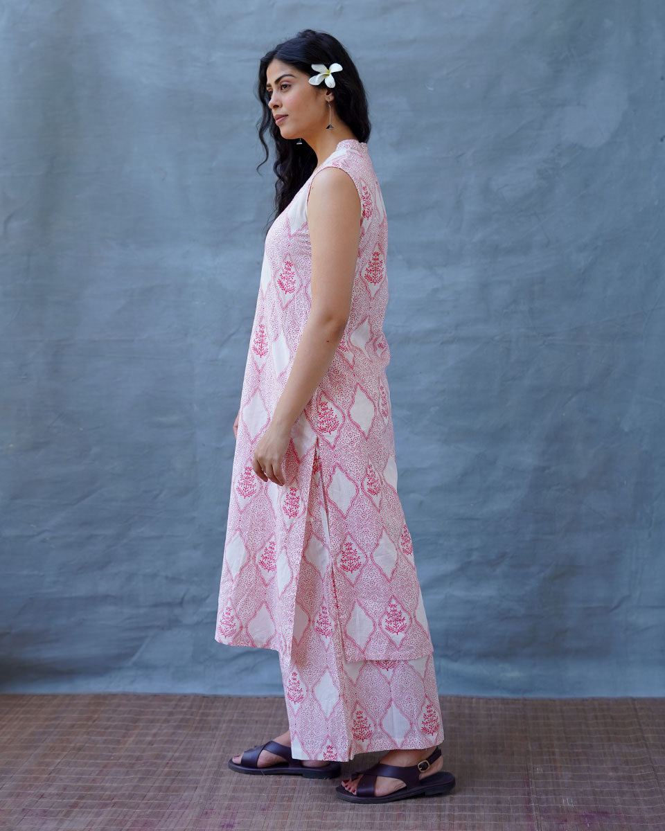 Nargisâ€™s Noor Blush Pink Hand Block Print Kurti - MMG