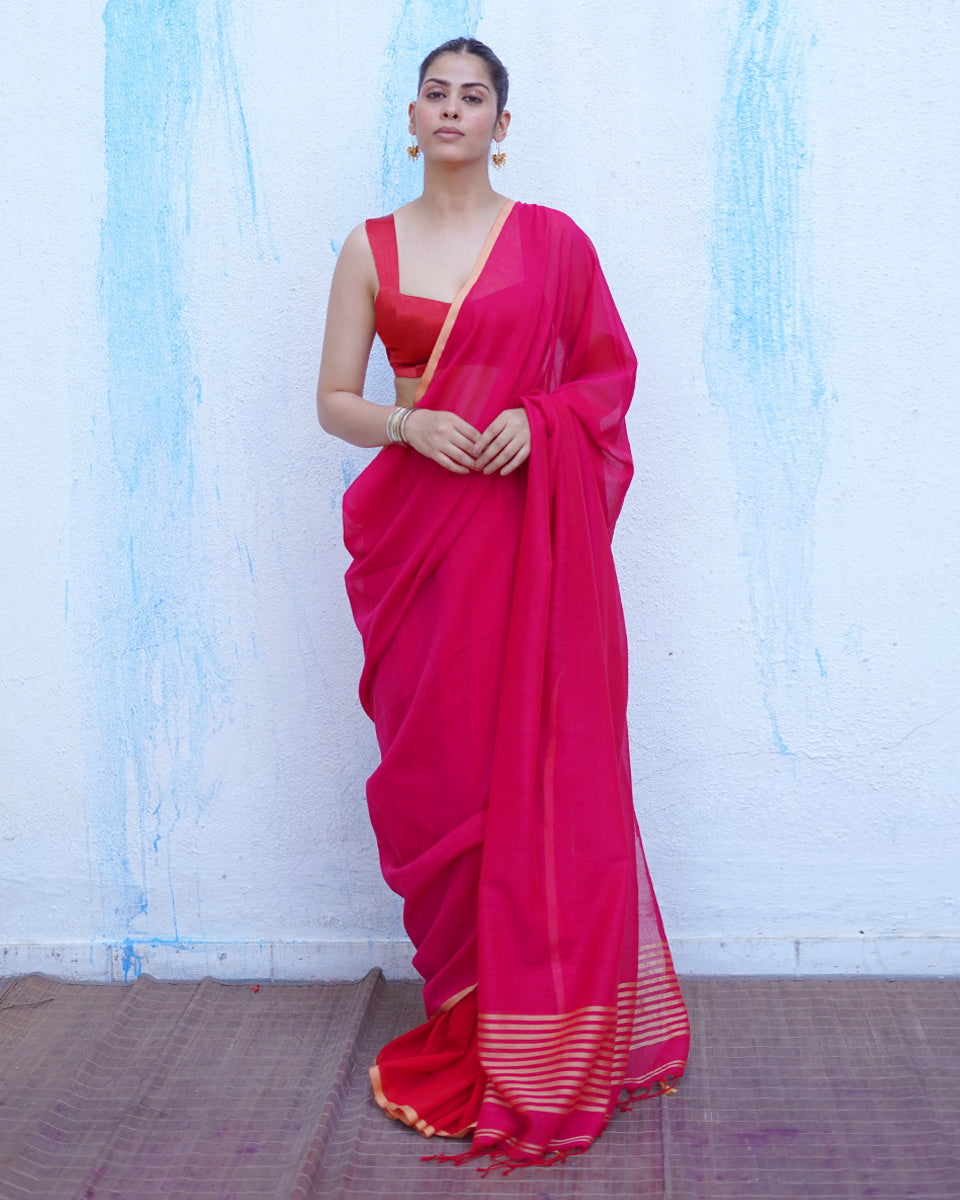 Aphrodite Pink Handwoven Cotton Saree - NTC
