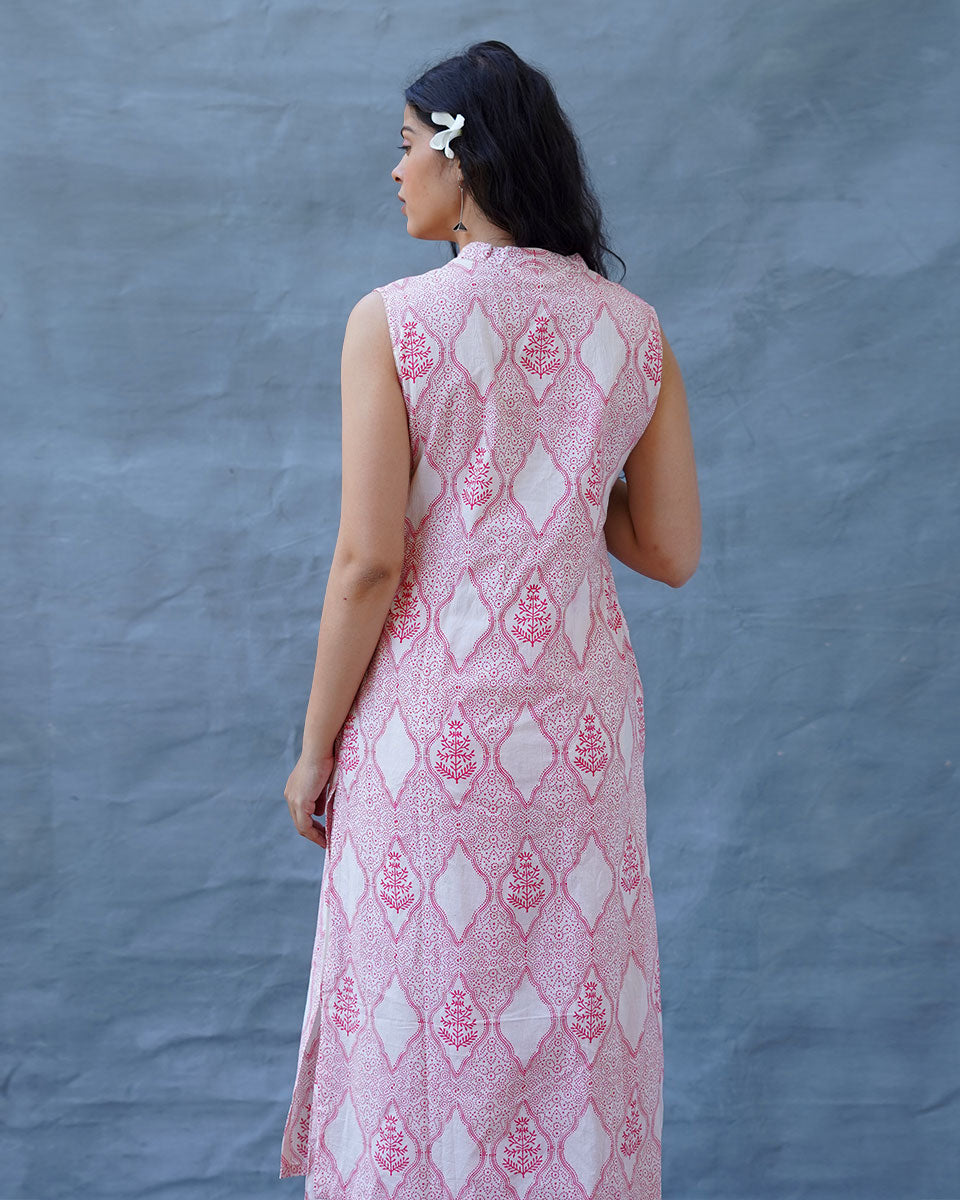 Nargisâ€™s Noor Blush Pink Hand Block Print Kurti - MMG