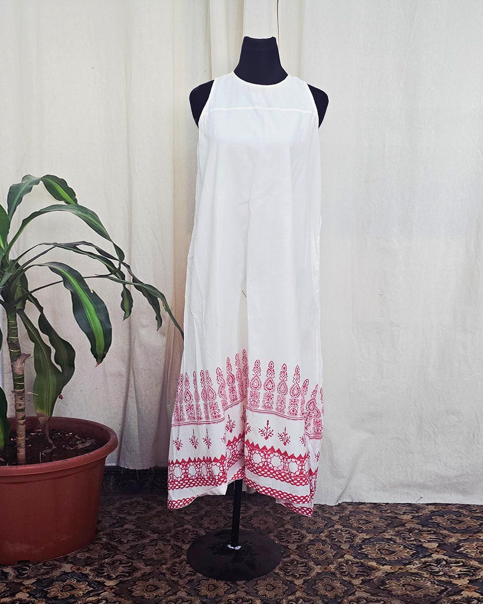 Lalita White  handblock printed Cotton dress - Love Despite