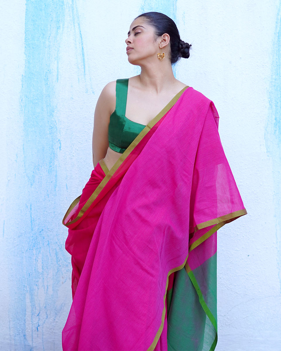 Demeter Pink Handwoven Cotton Saree - NTC