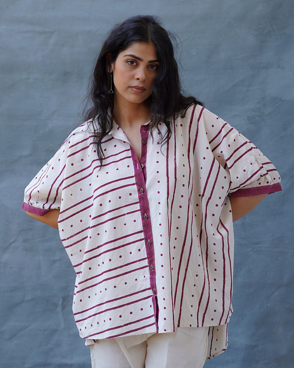 Megha Re Ivory Block Printed Cotton Shirt - WW