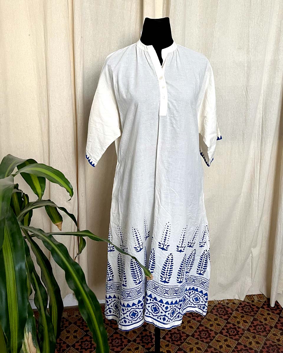 Paisley Handblock printed cotton kurti - LD