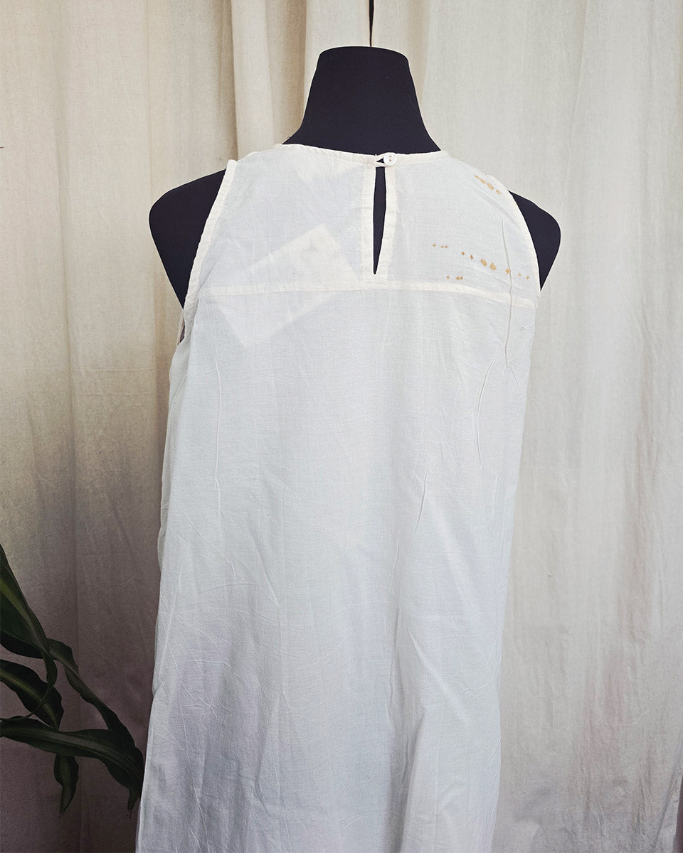 Lalita White  handblock printed Cotton dress - Love Despite