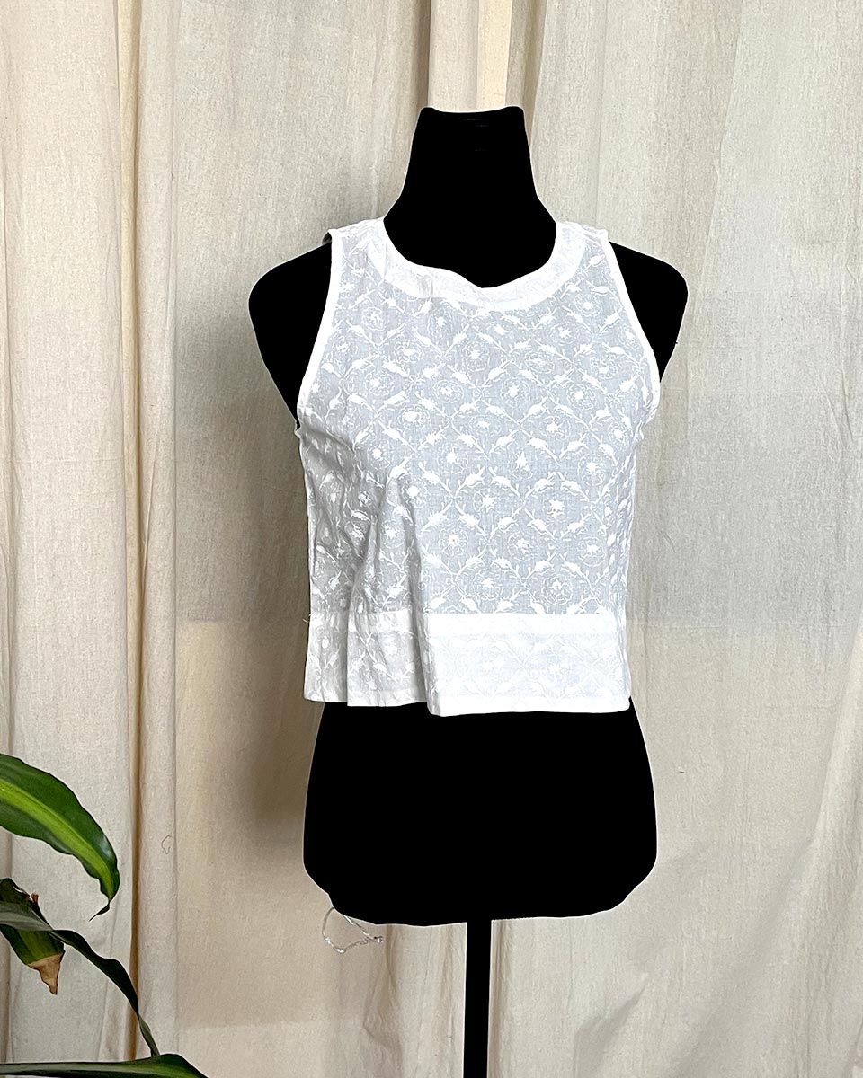 Snowbloom  hand block printed cotton blouse -LD