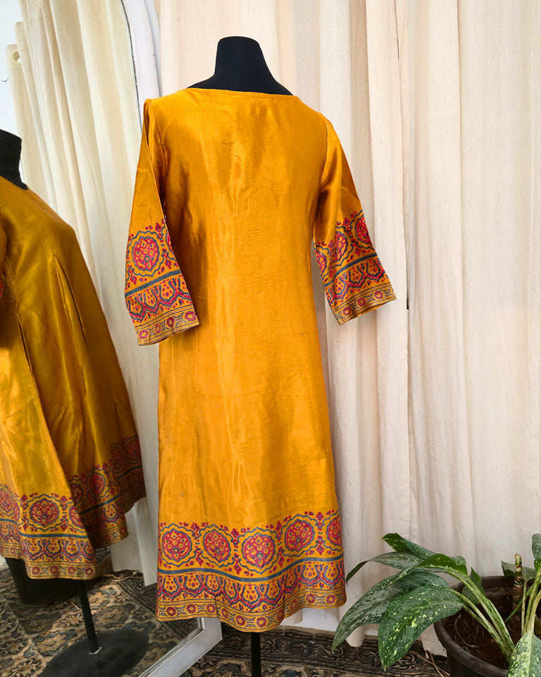 Hana Mustard Yellow Handblock printed kurta - Love Despite