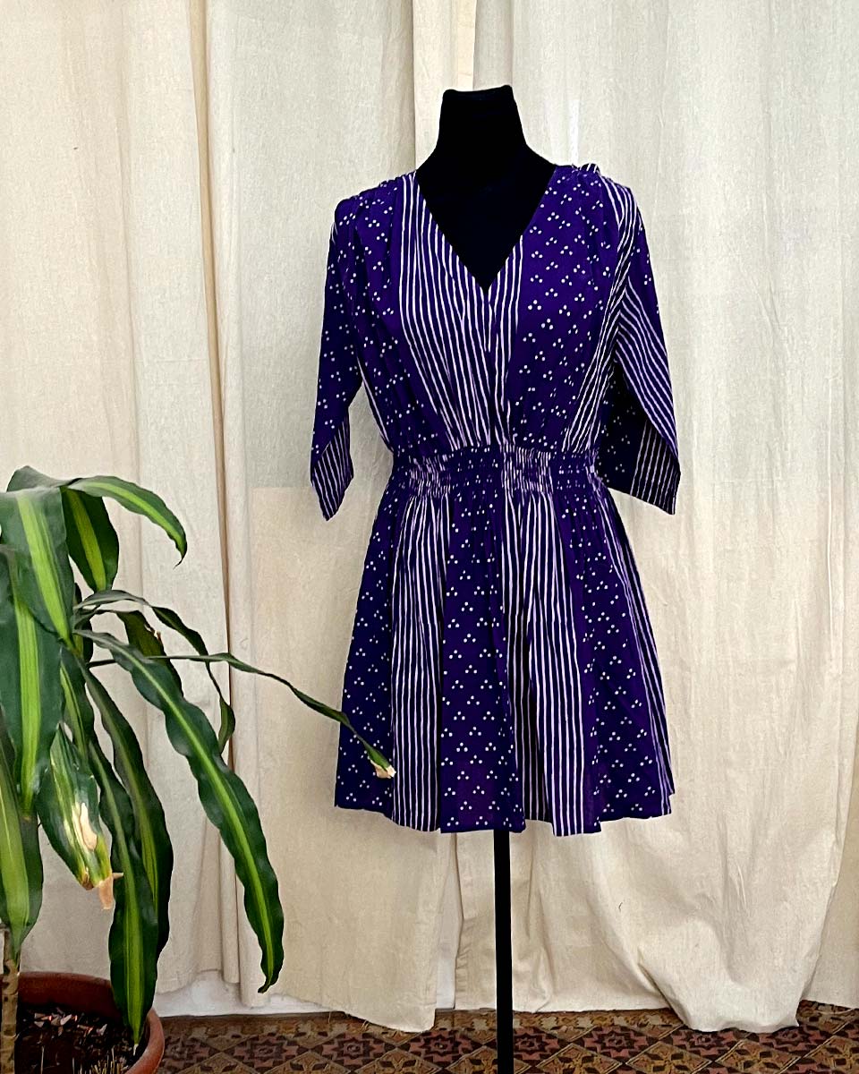 Lilac Flow hand blockprinted cotton dress - LD