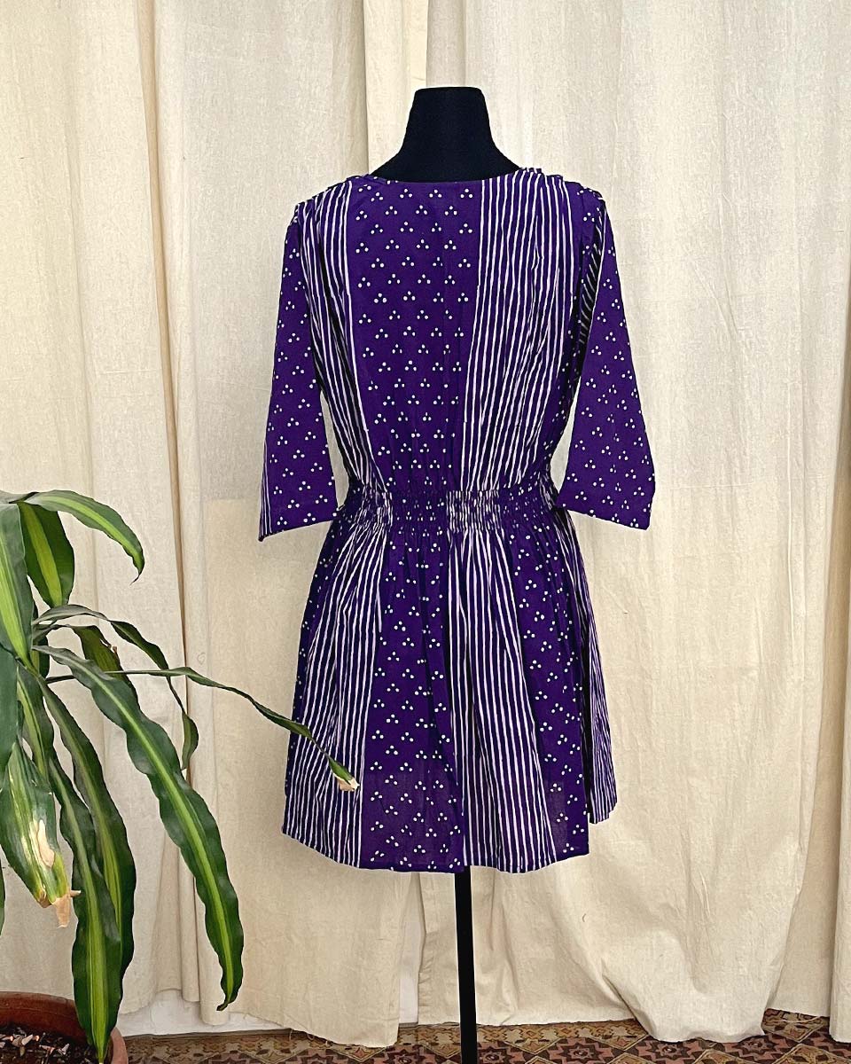 Lilac Flow hand blockprinted cotton dress - LD