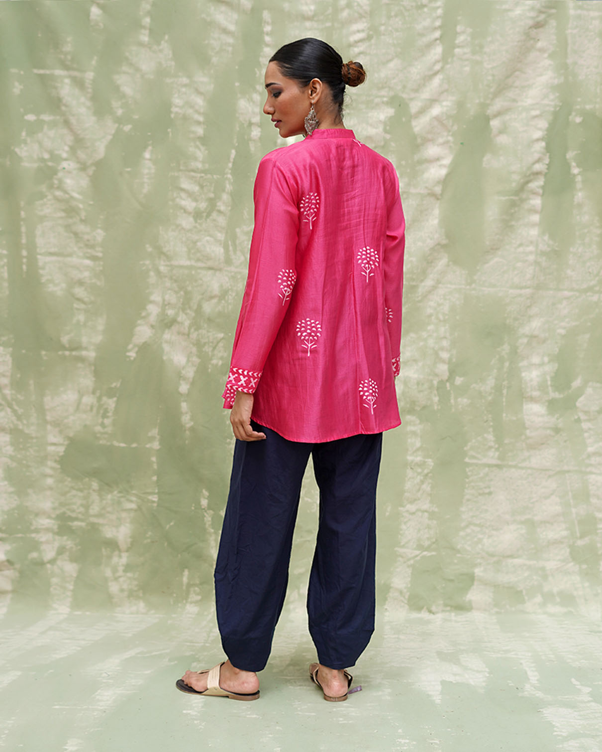 Tera Khumaar Pink Handblock Printed Chanderi Silk Kurti - CHD