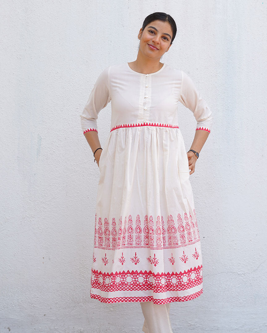 Zubeira Blockprinted Cotton Kurta Set - BGVL