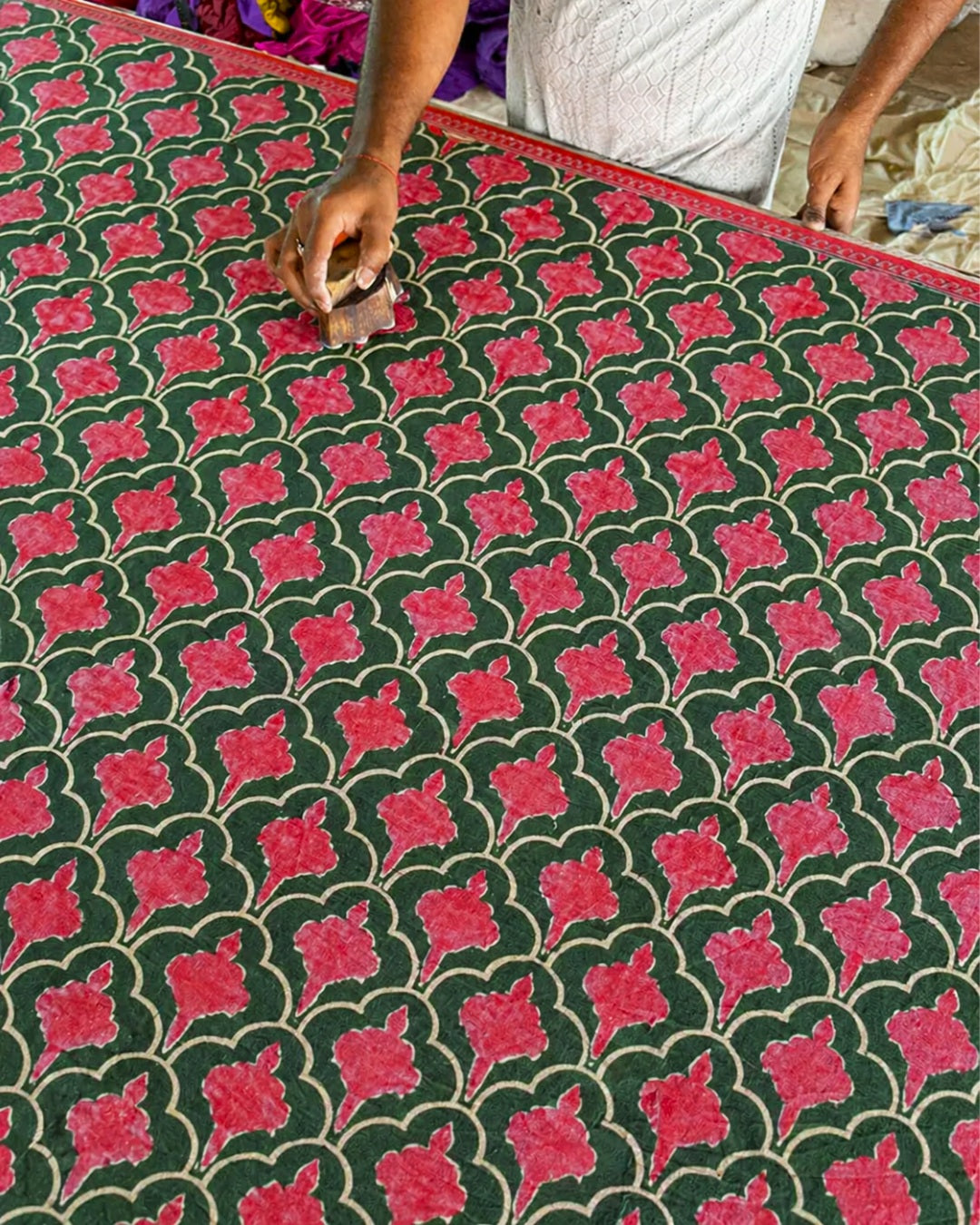 Nowhere To Be Green Hand Block Printed Cotton Blouse - UMT