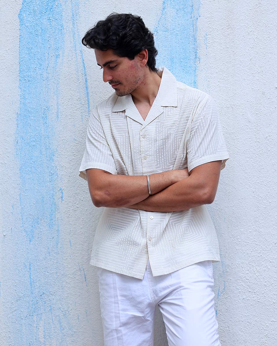 Mehrvaan White Hand Block Print Cotton Shirt - TOF